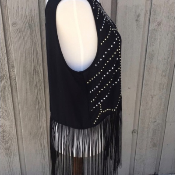 SOLD H&M Sleeveless Black Fringe Bedazzled Top - Picture 8 of 8